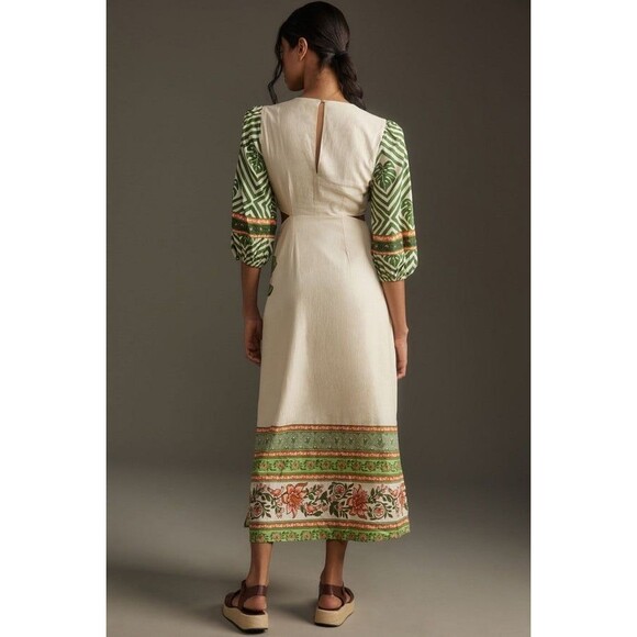 Farm Rio x Anthropologie Palm V-Neck Midi Dress Petite XL Retail $258 - Picture 2 of 8